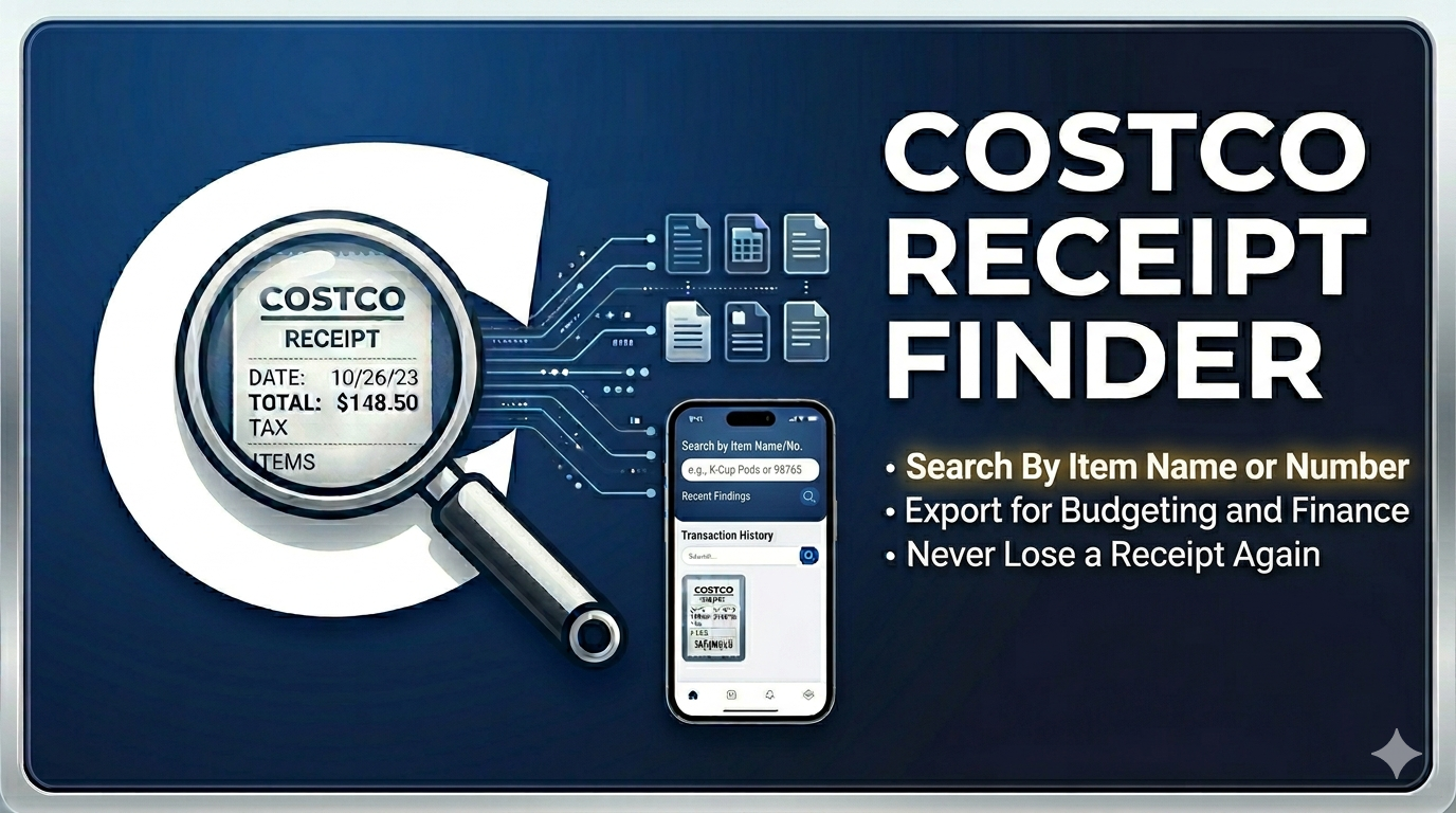 Costco Receipt Finder — search by item name or number, export for budgeting, never lose a receipt again